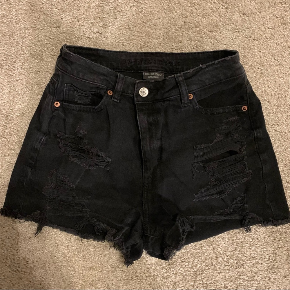 American Eagle Outfitters Black Distressed Denim Shorts Size 4